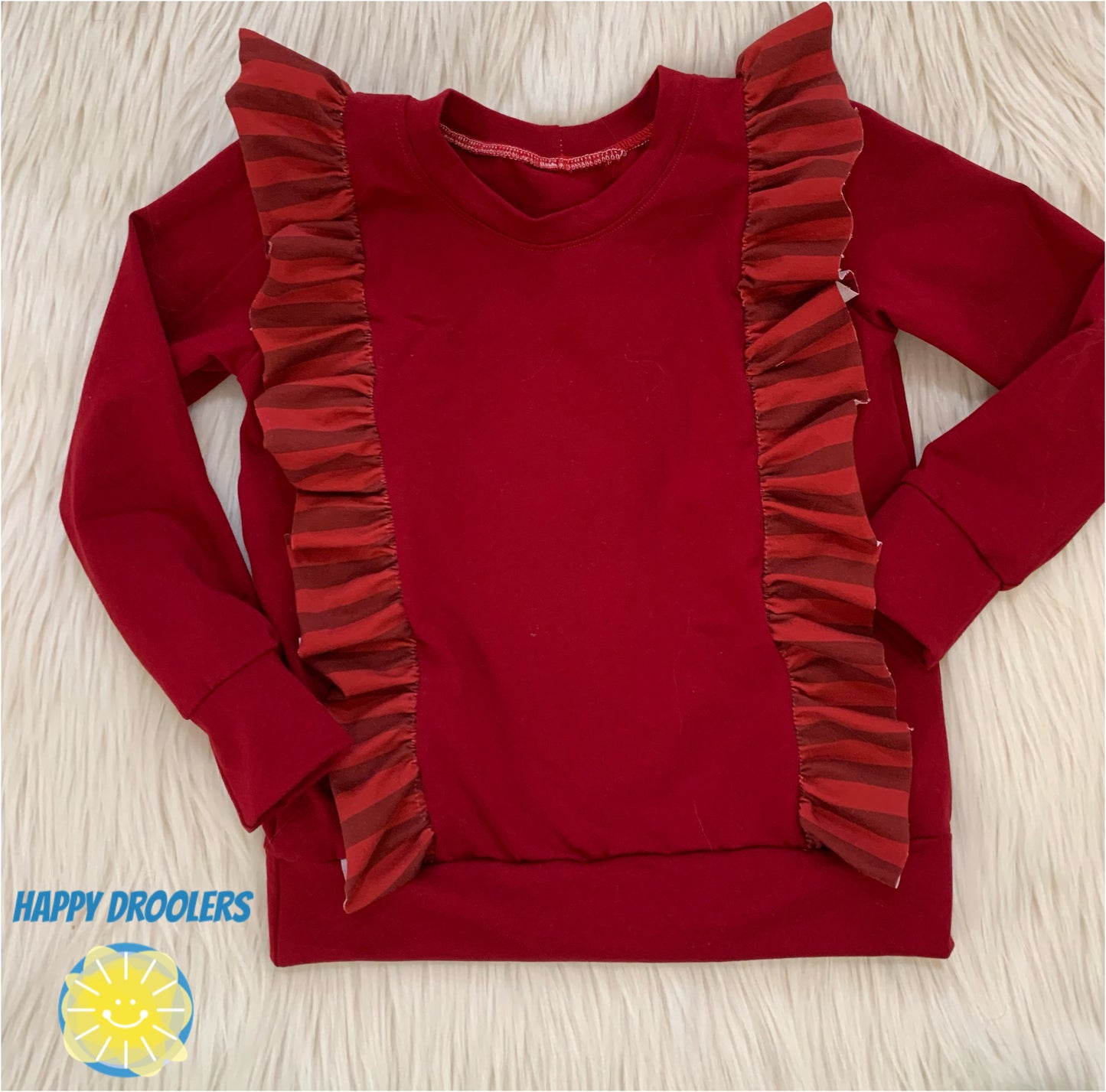 Red Stripes Ruffled Top