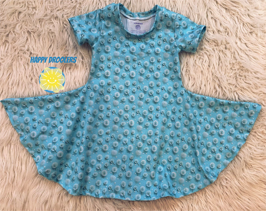 Blue Dandelions Twirl Dress