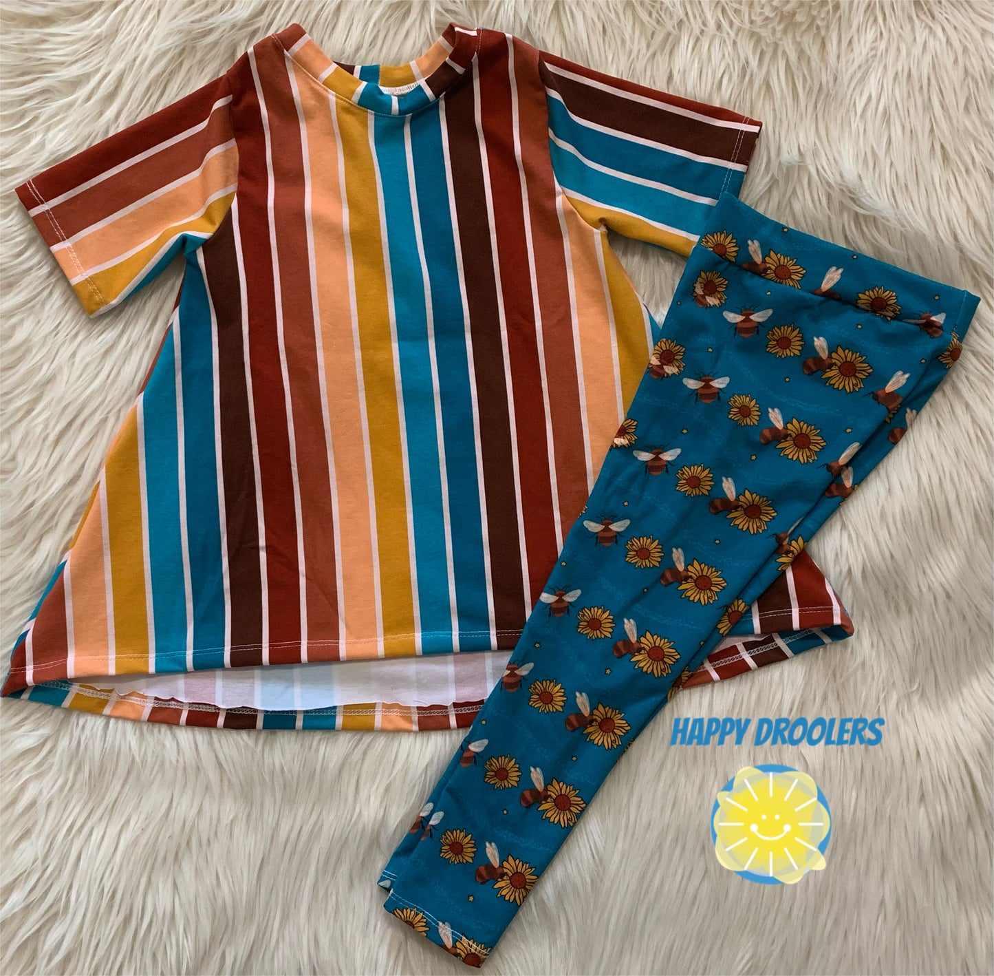 Turquoise Vertical Stripes Swing Top Sz 5