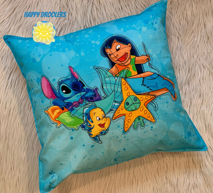 Lilo & Stitch Mermaids 18x18 Throw Pillow