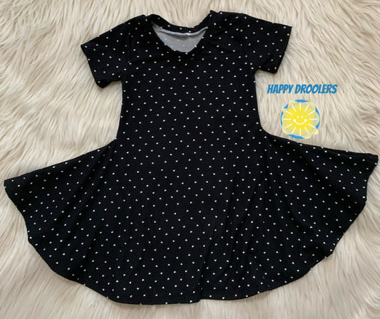 Black Tiny Hearts Twirl Dress Sz 3T