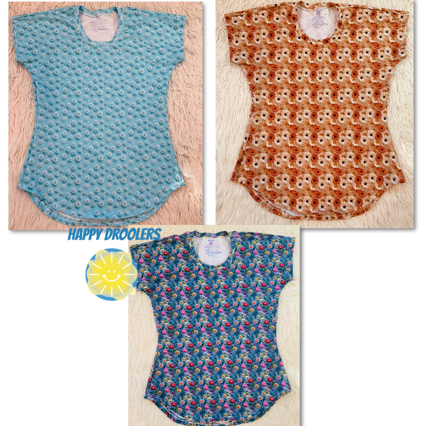 Beige Spring Daisies Dolman Top