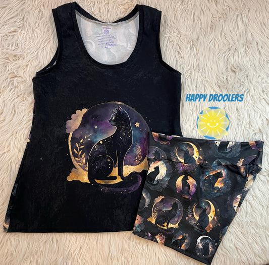 Spooky Cat Tank & Shorts Sz XL