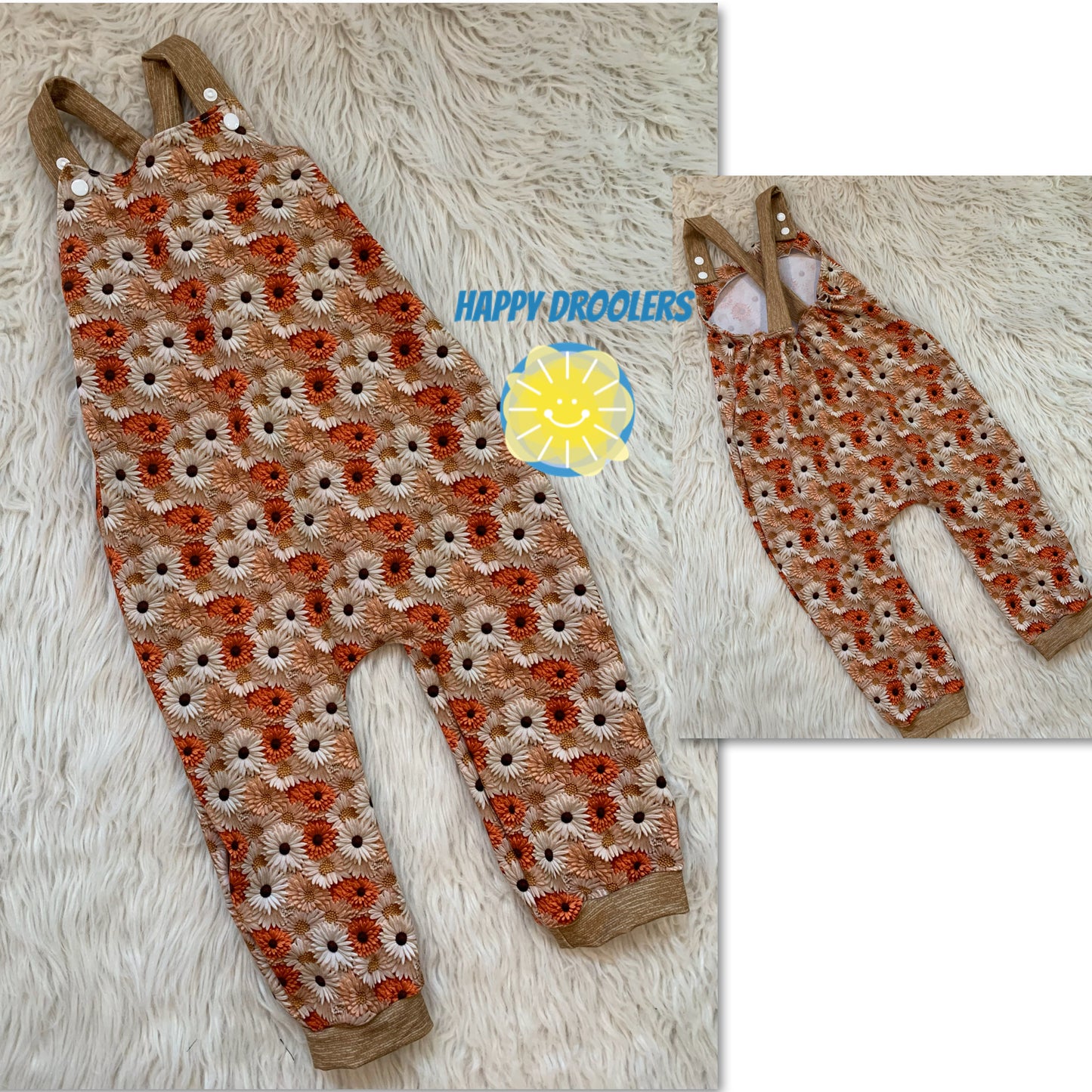 Beige Daisies Overalls