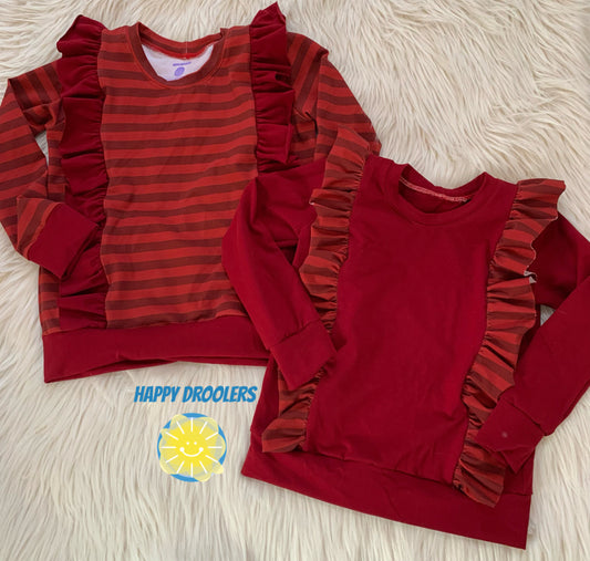 Red Stripes Ruffled Top