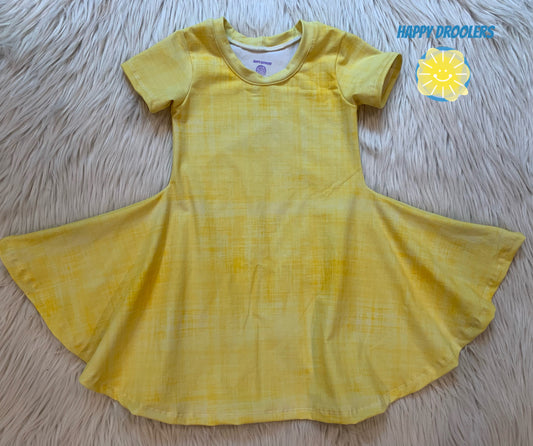 Yellow Linen Look Twirl Dress Sz 5