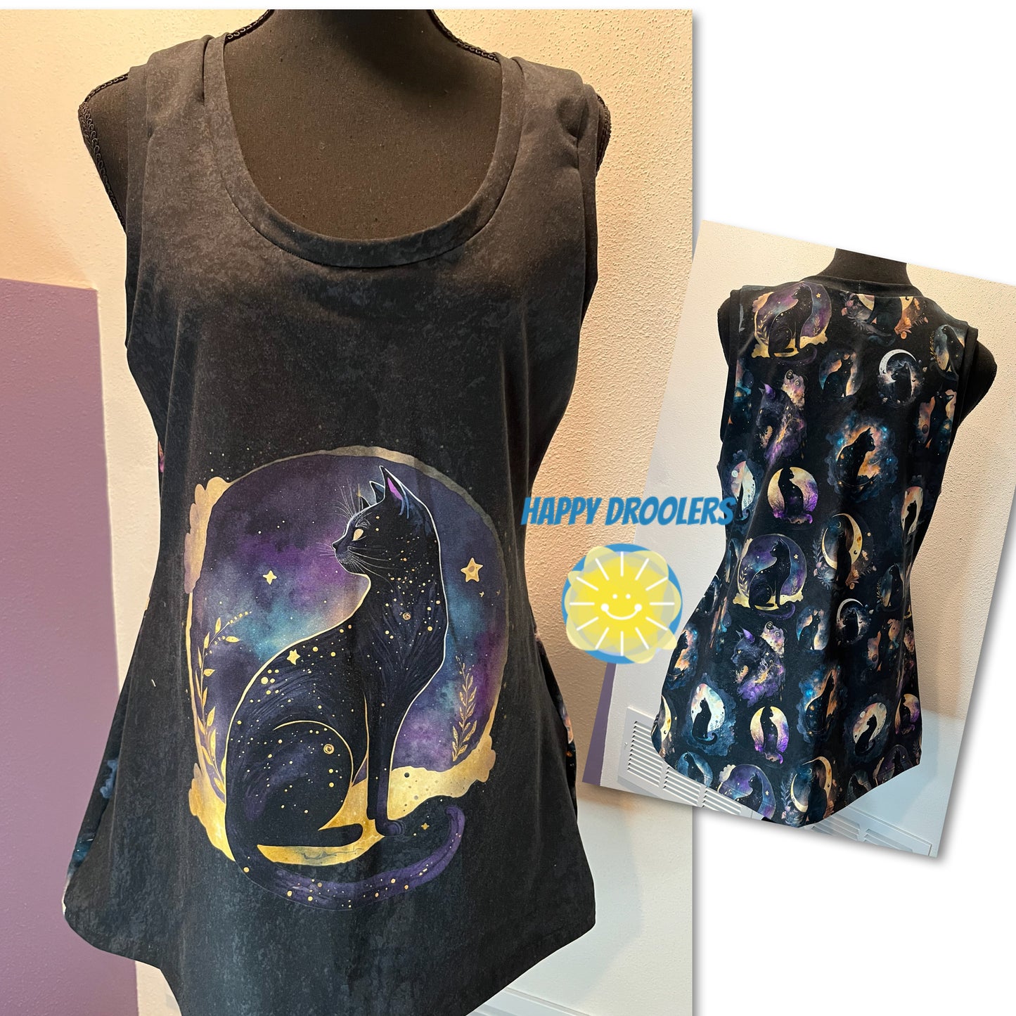 Spooky Cat Tank & Shorts Sz XL