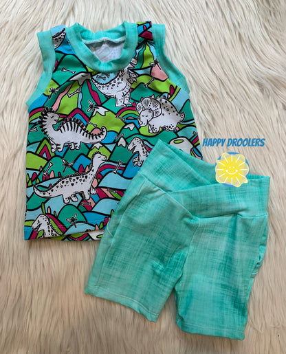 Teal Dino Tank Sz 18/24m