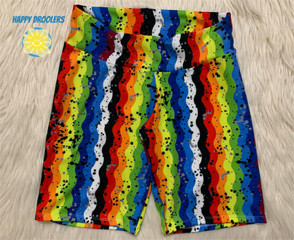 Rainbow Squiggles Bike Shorts Sz XL