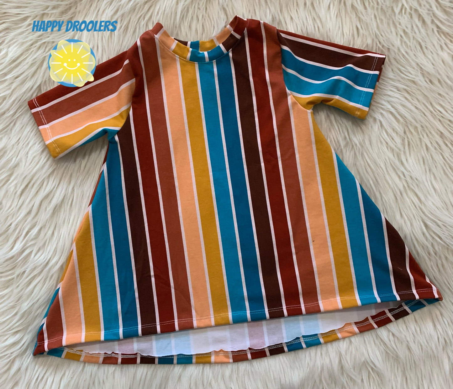 Turquoise Vertical Stripes Swing Top Sz 5