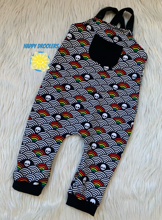 Rainbow Skulls Overalls Sz 18/24m