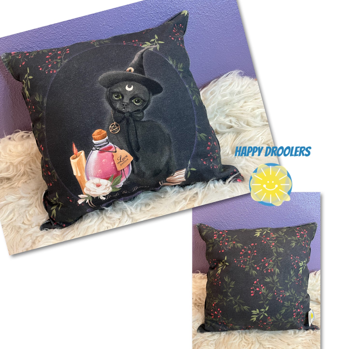 Witchy Cat Throw Pillow