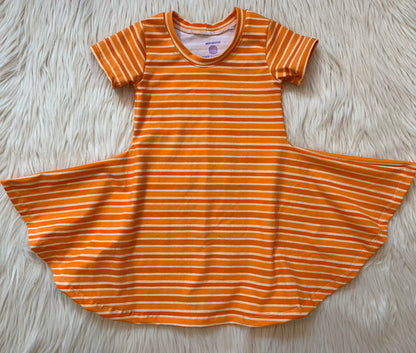 Orange Bees & Stripes Twirl Dresses