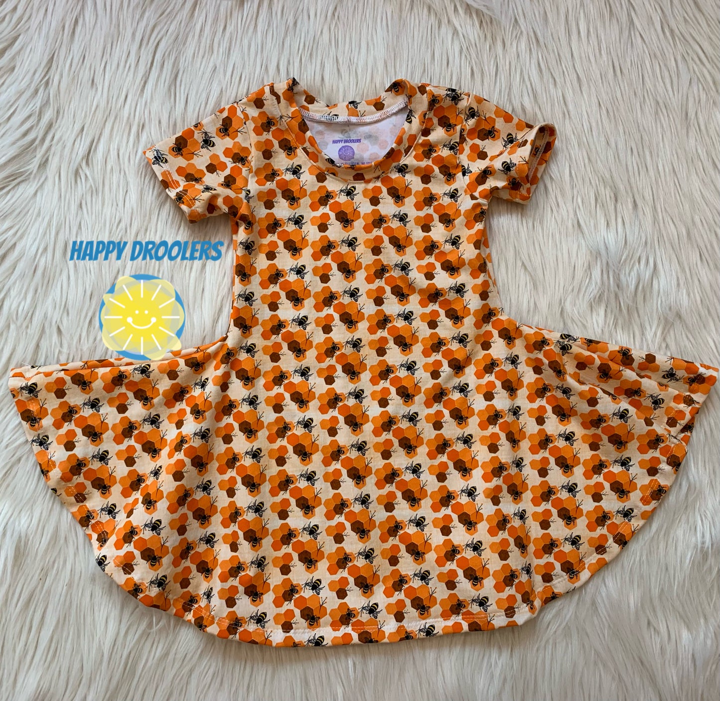 Orange Bees & Stripes Twirl Dresses