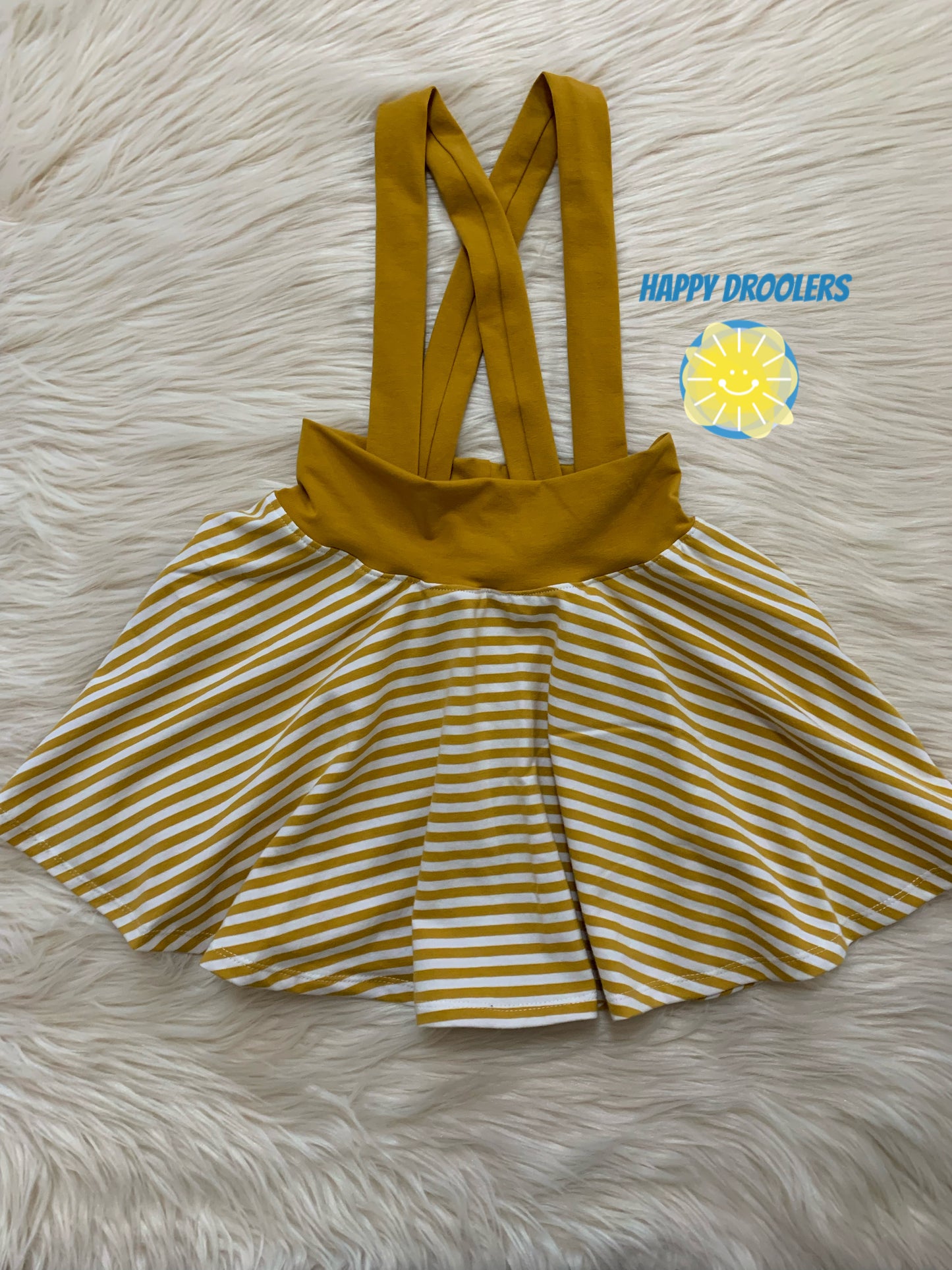 Mustard Striped Suspender Skirt sz 6