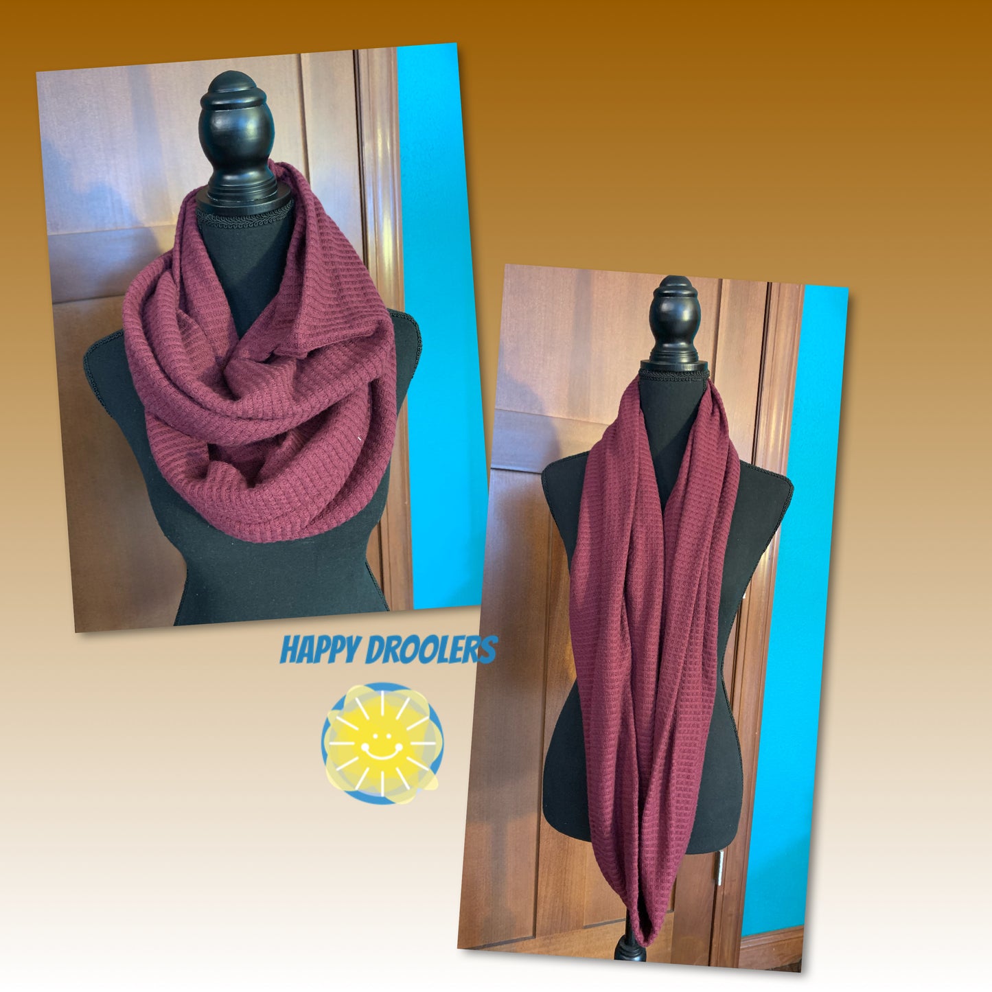 Burgundy Waffle Knit Infinity Scarf