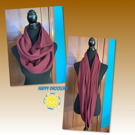 Burgundy Waffle Knit Infinity Scarf