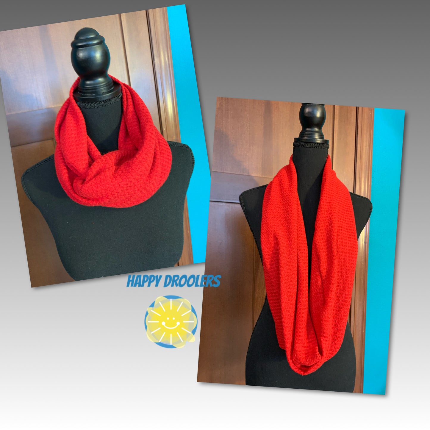 Red Waffle Knit Infinity Scarf